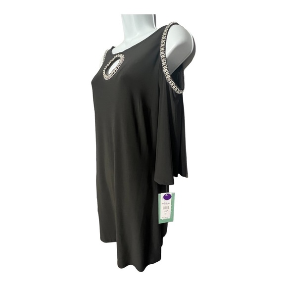 MSK Crystal Trimmed Cutout Dress Black Timeless Special Occasion Evening Wear - Picture 7 of 10